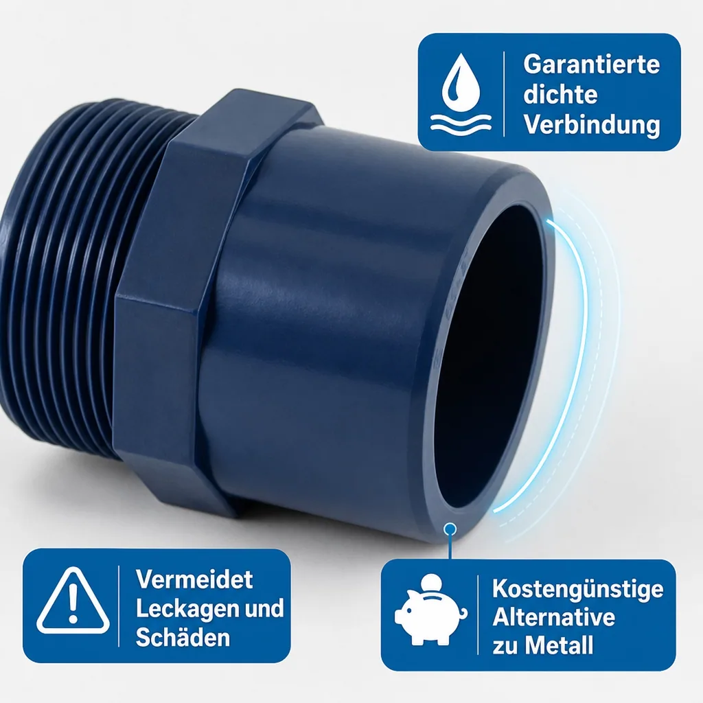 PVC Fitting, Übergangsmuffe 32-25mm, 1 Zoll