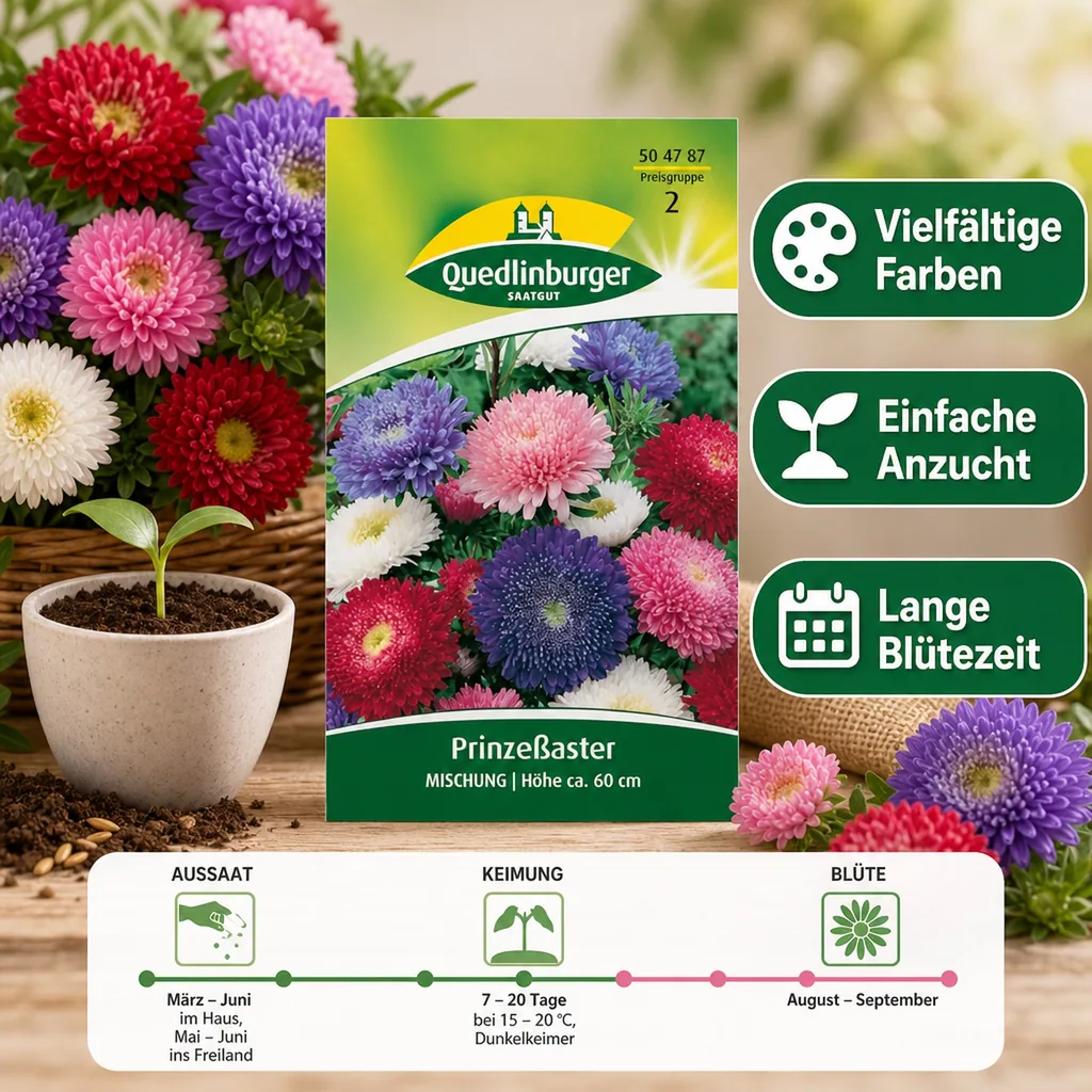 Aster Samen, Mischung, Bunte Astern, Sommerblumen