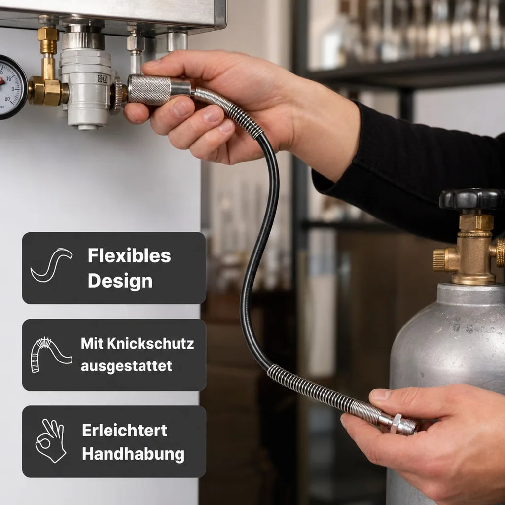 Hochdruckschlauch - CO2 für Schankanlage - 2m Außengewinde und Handanzugsrändelmutter
