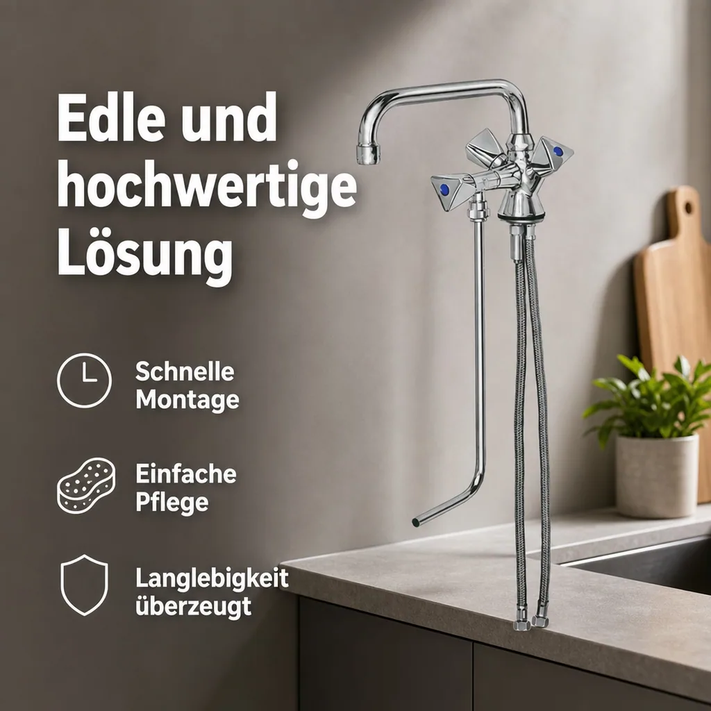 Wasserhahn, Küchenarmatur, Wasserarmatur - Mischbatterie, Model „BRUSE“, für 1 Becken Niederdruck