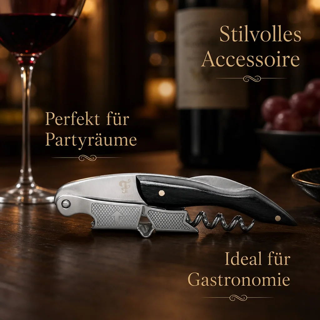 Kellnermesser, Sommeliermesser mit Kapselheber - Petit Noir, mit Ebenholzgriff