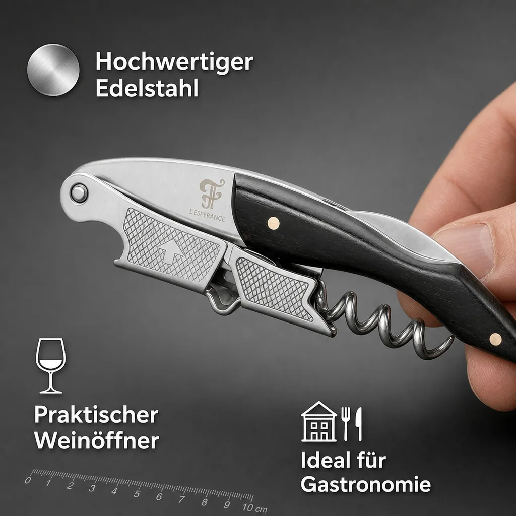 Kellnermesser, Sommeliermesser mit Kapselheber - Petit Noir, mit Ebenholzgriff