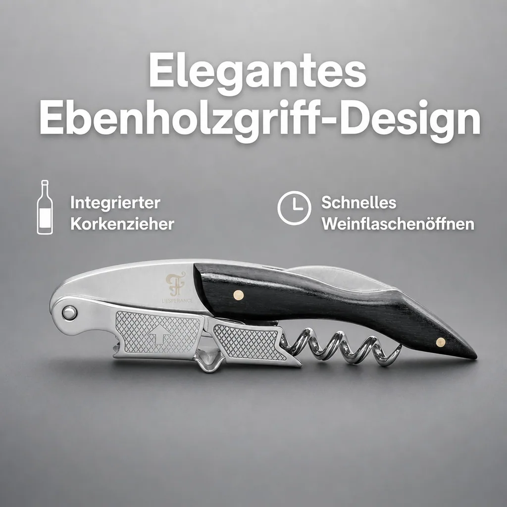 Kellnermesser, Sommeliermesser mit Kapselheber - Petit Noir, mit Ebenholzgriff