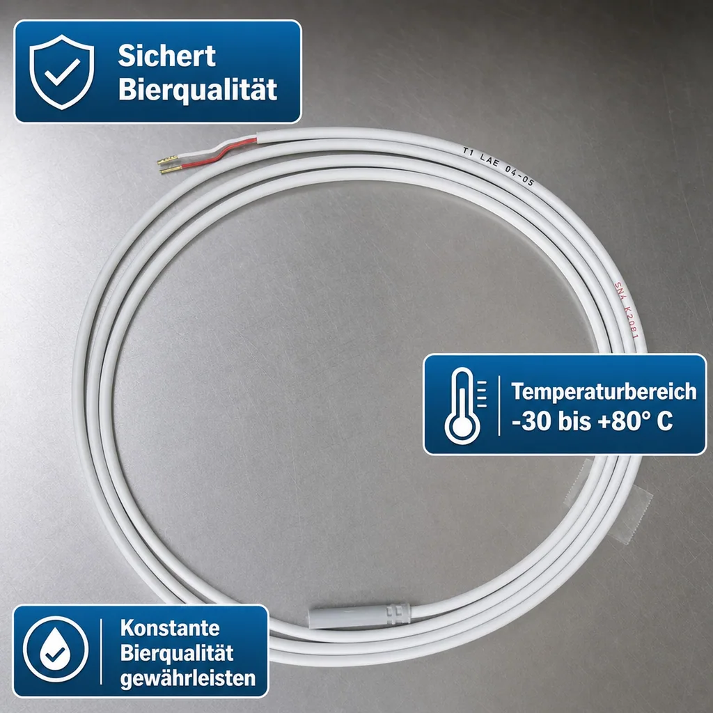 Fühlersonde NTC 103 AT11 mit 1,5m PVC-Kabel IP67 - Präzise Temperaturmessung für perfektes Bier