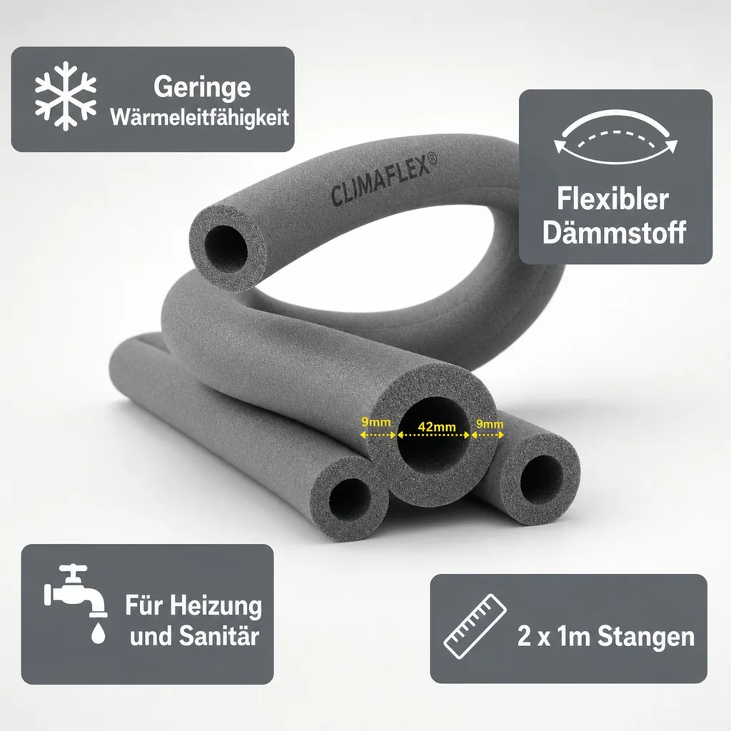 CLIMAFLEX® 2m Isolierschlauch Ø 42 mm x 9 mm Dämmung
