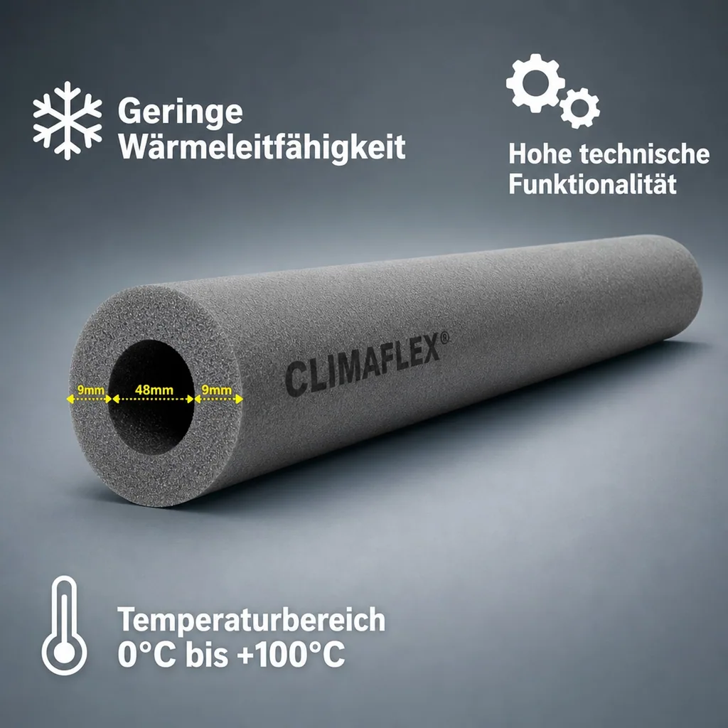 CLIMAFLEX® 2m Isolierschlauch Ø 48 mm x 9 mm Dämmung