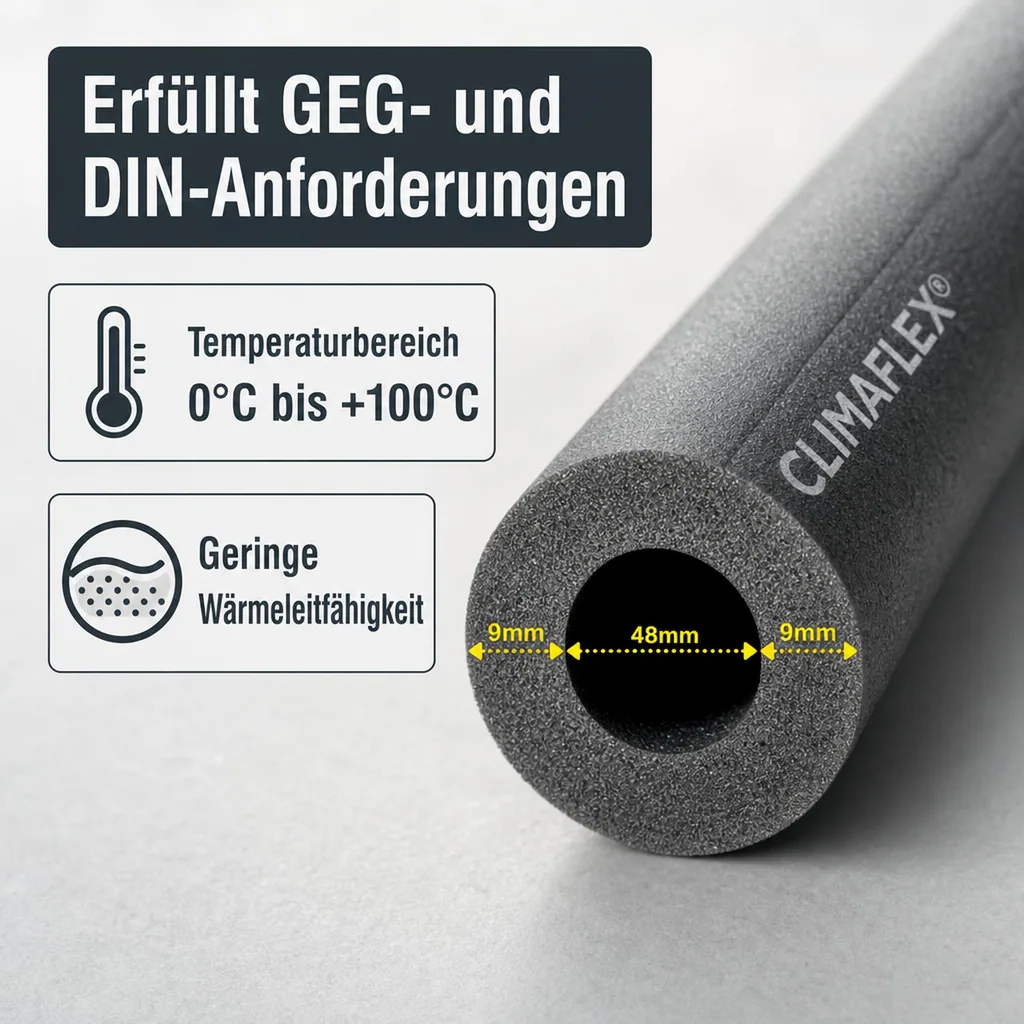 CLIMAFLEX® 2m Isolierschlauch Ø 48 mm x 9 mm Dämmung
