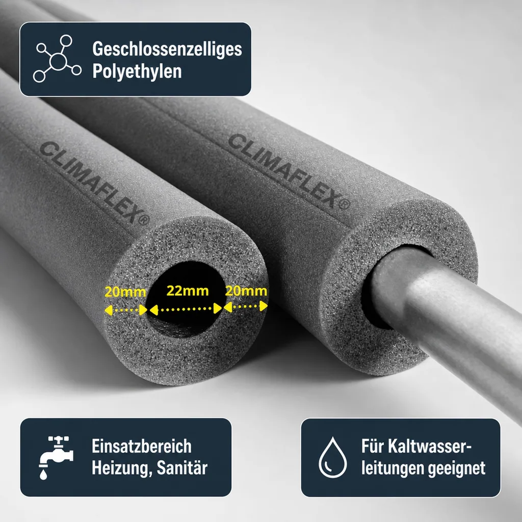 CLIMAFLEX® 2m Isolierschlauch Ø 22 mm x 20 mm Dämmung