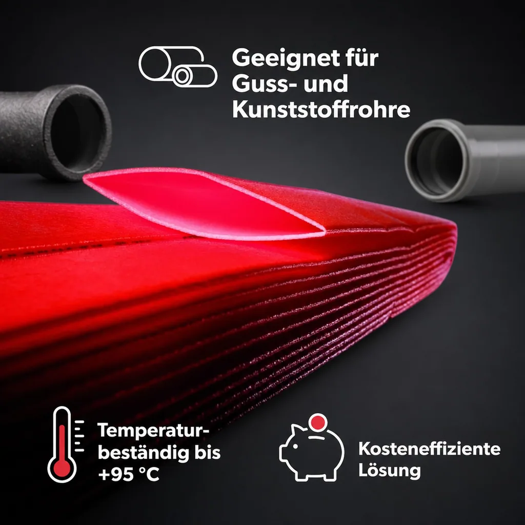Abflussrohr Stabil Dämmung 10m, 4mm Rohrisolierung 50mm, Schallschutz Abwasserrohr