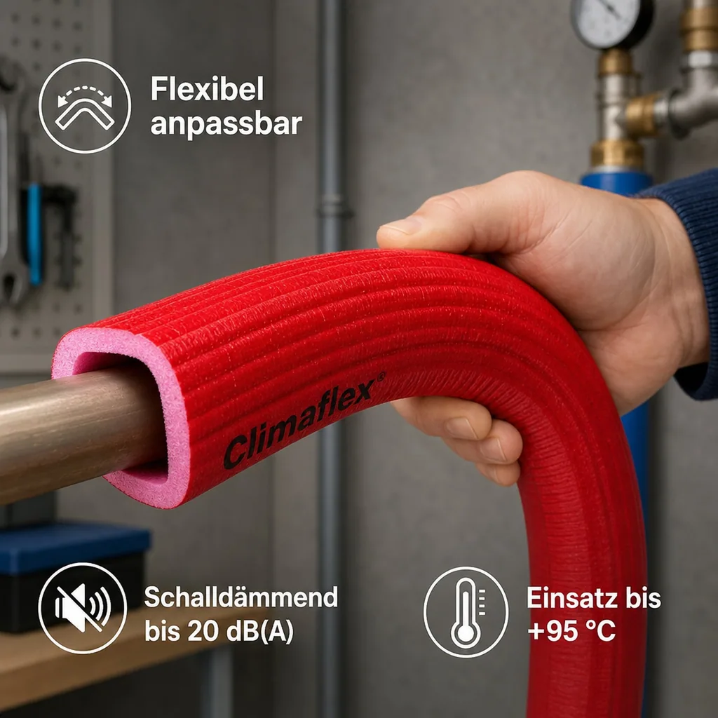 Rohrisolierung 42mm, Isolierschlauch 10m, Kaltwasserleitung, Heizungsrohr
