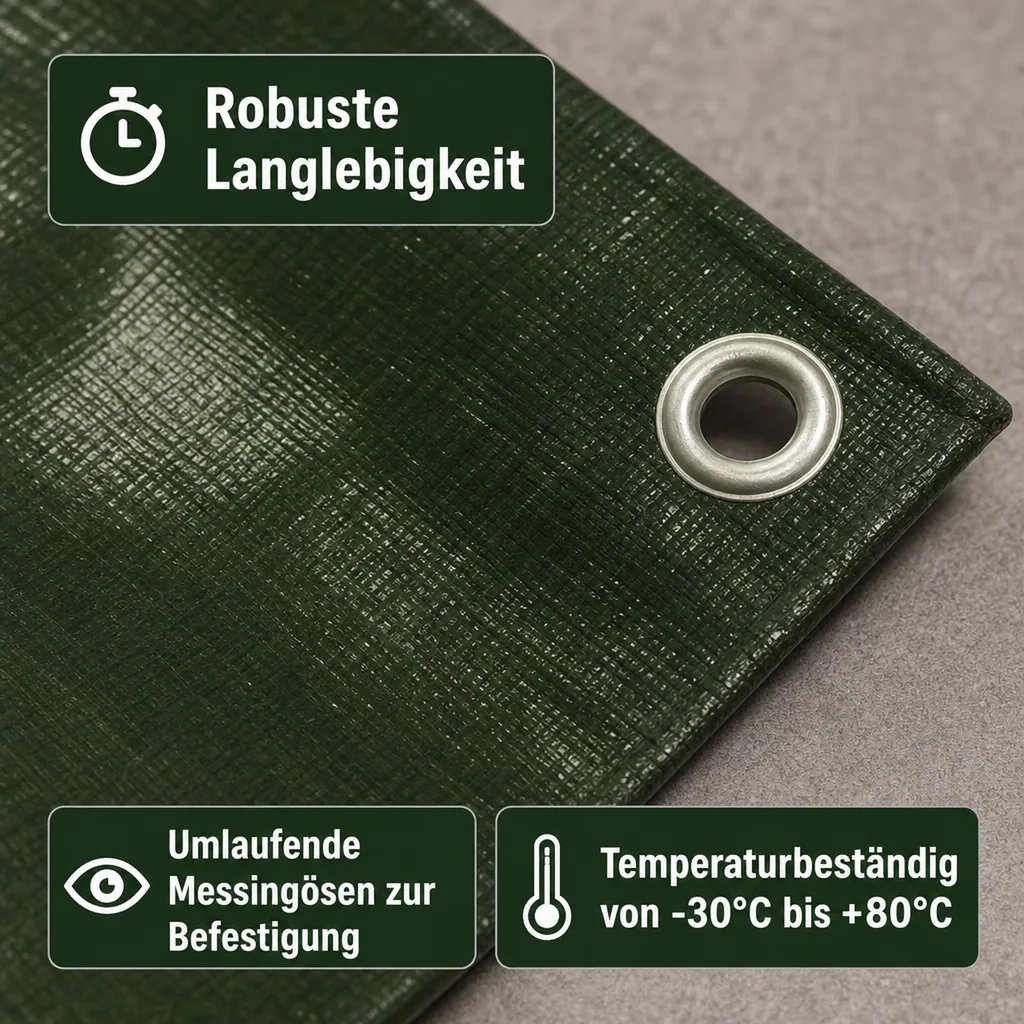 Abdeckplane, 280 g/m², grün, 2x3m (6m²), wasserdicht, reißfest