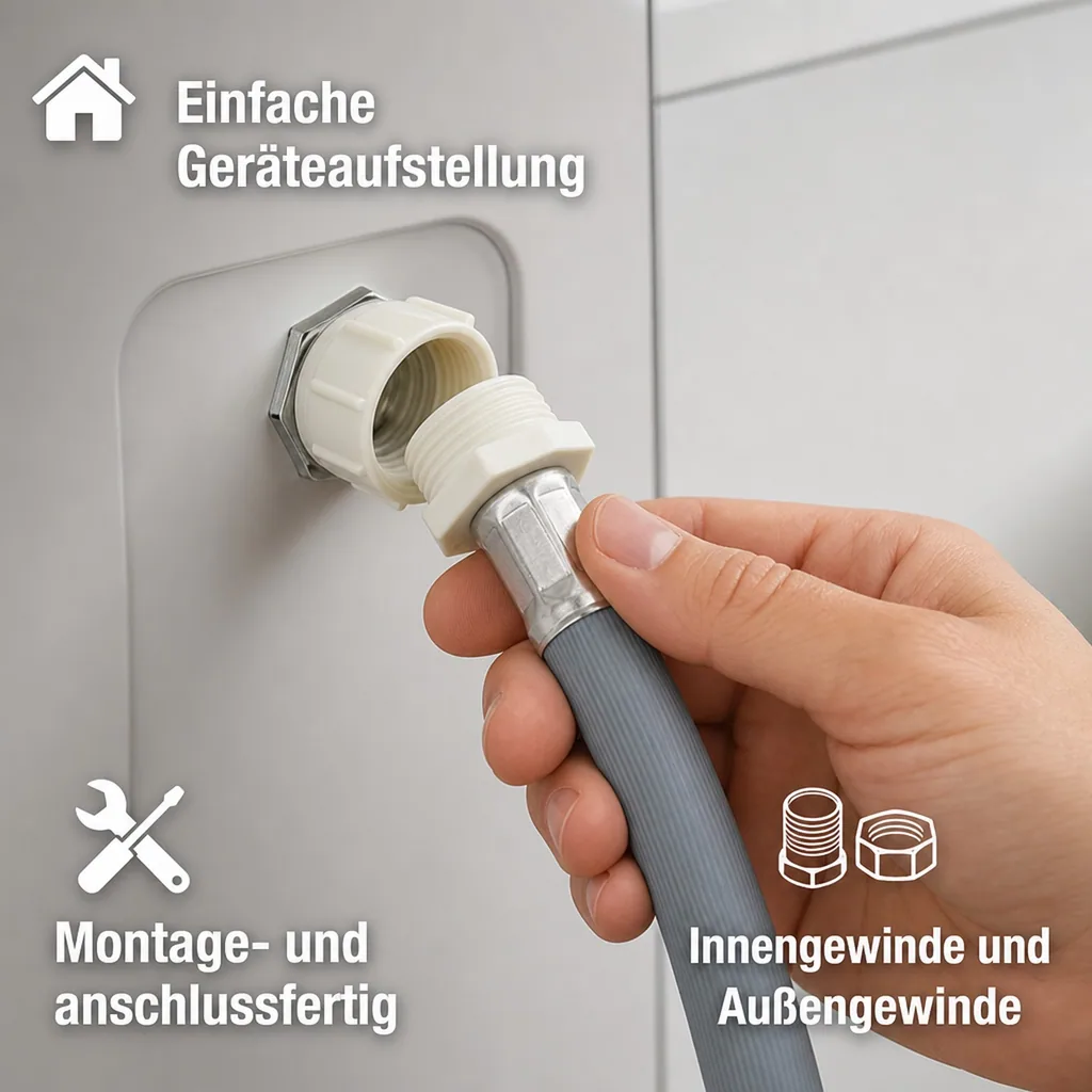 Zulaufschlauch Verlängerung, Waschmaschine/Spülmaschine, 3/4 Zoll IG+AG, 2,50 Meter