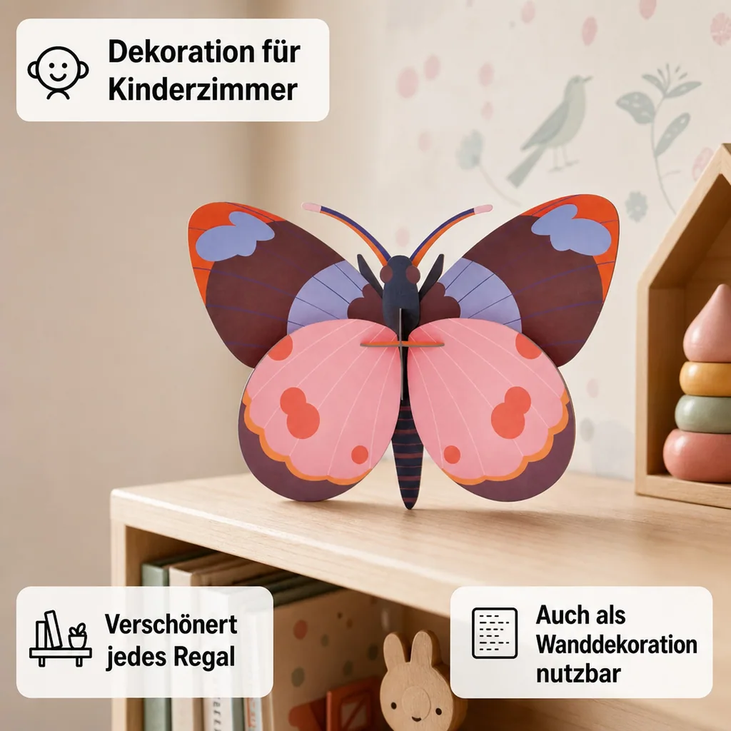 studio ROOF 3D Schmetterling rosa Pappe