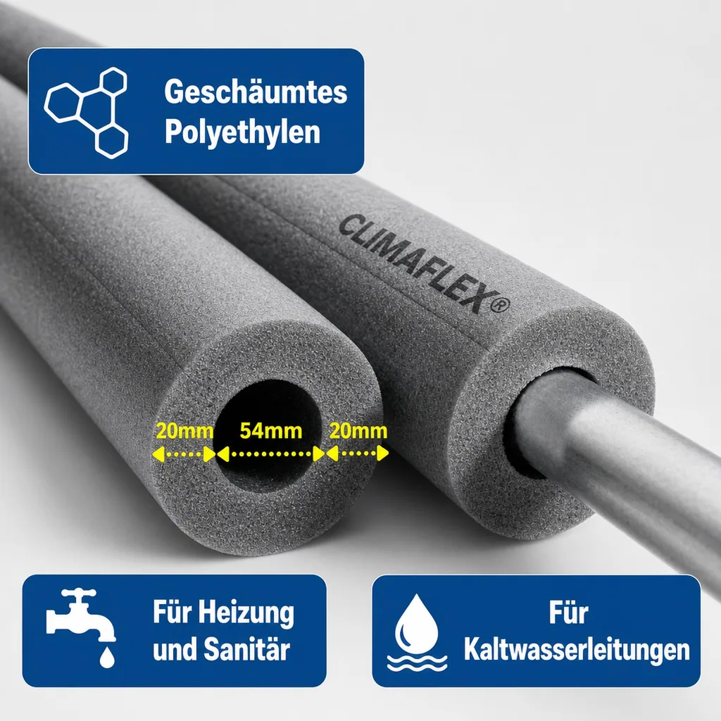 CLIMAFLEX® 2m Isolierschlauch Ø 54 mm x 20 mm Dämmung