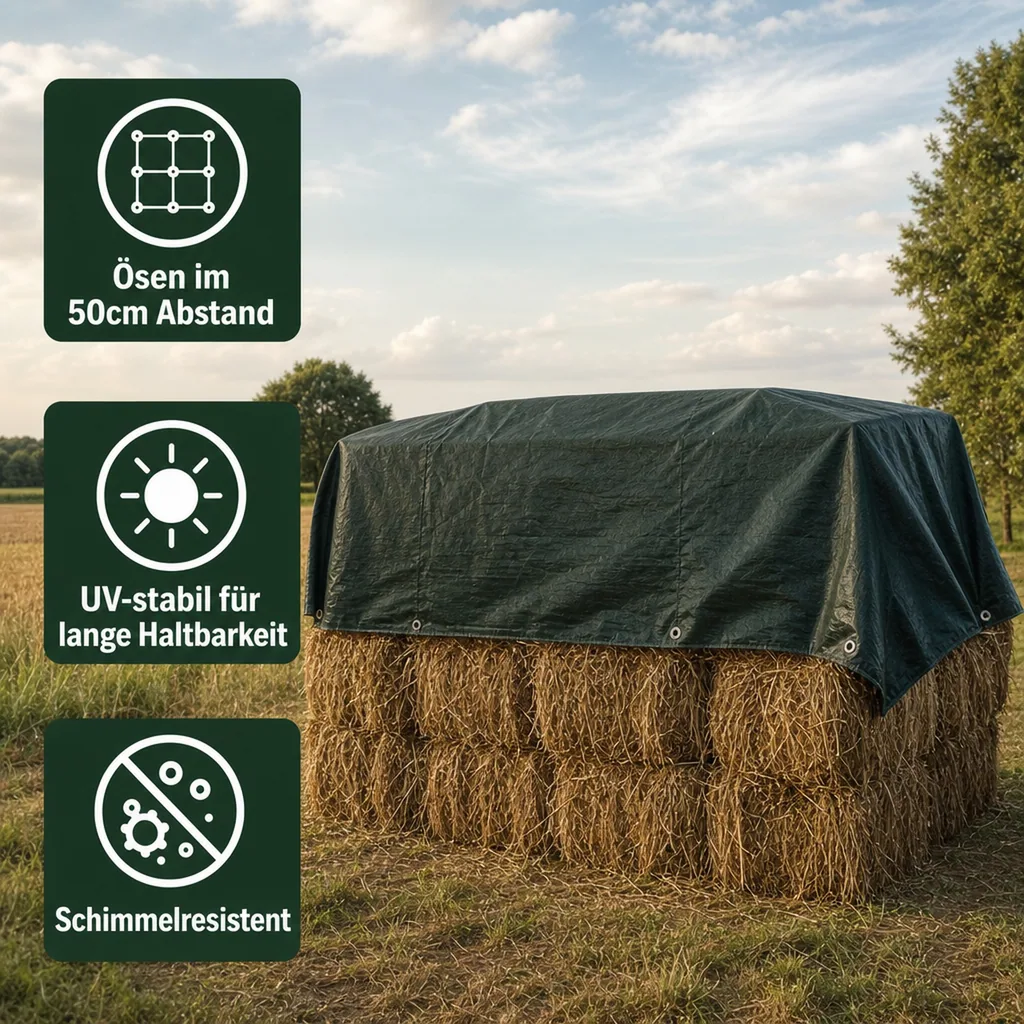 Abdeckplane 210g/m², 4x7m, grün (28m²), reißfest, wasserdicht, UV-stabil
