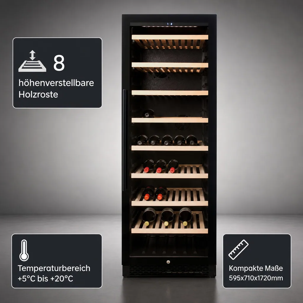 Getränkekühlschrank, Weinkühlschrank - WK162 - 537 Ltr. Nutzinhalt, Glastür, Inverter-Kompressor, Energieeffizienzklasse G