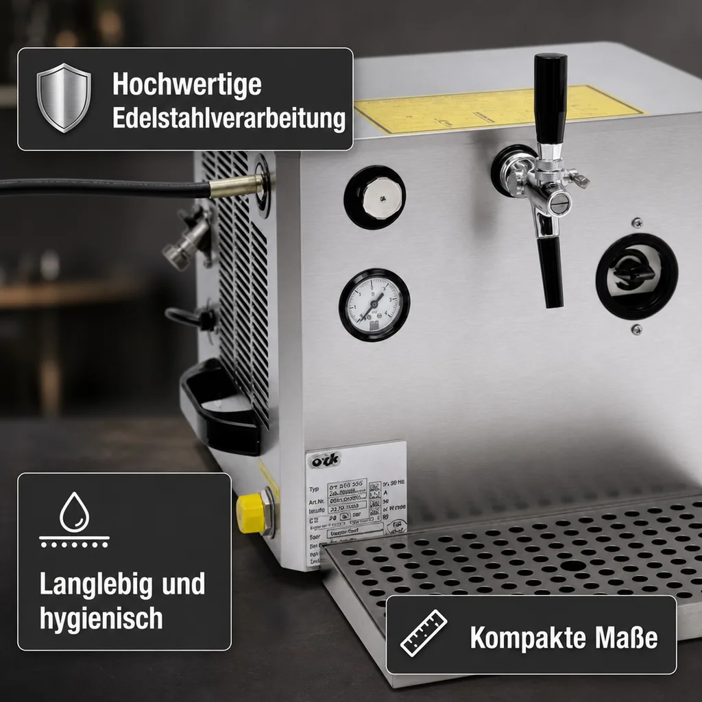Verwendungsfertige Zapfanlage, Bierzapfanlage OTK BT 35 - 35L Trockenkühlzapfanlage für Zuhause & Gastronomie (SK-Zulassung), Leitungsdurchmesser: 7 mm
