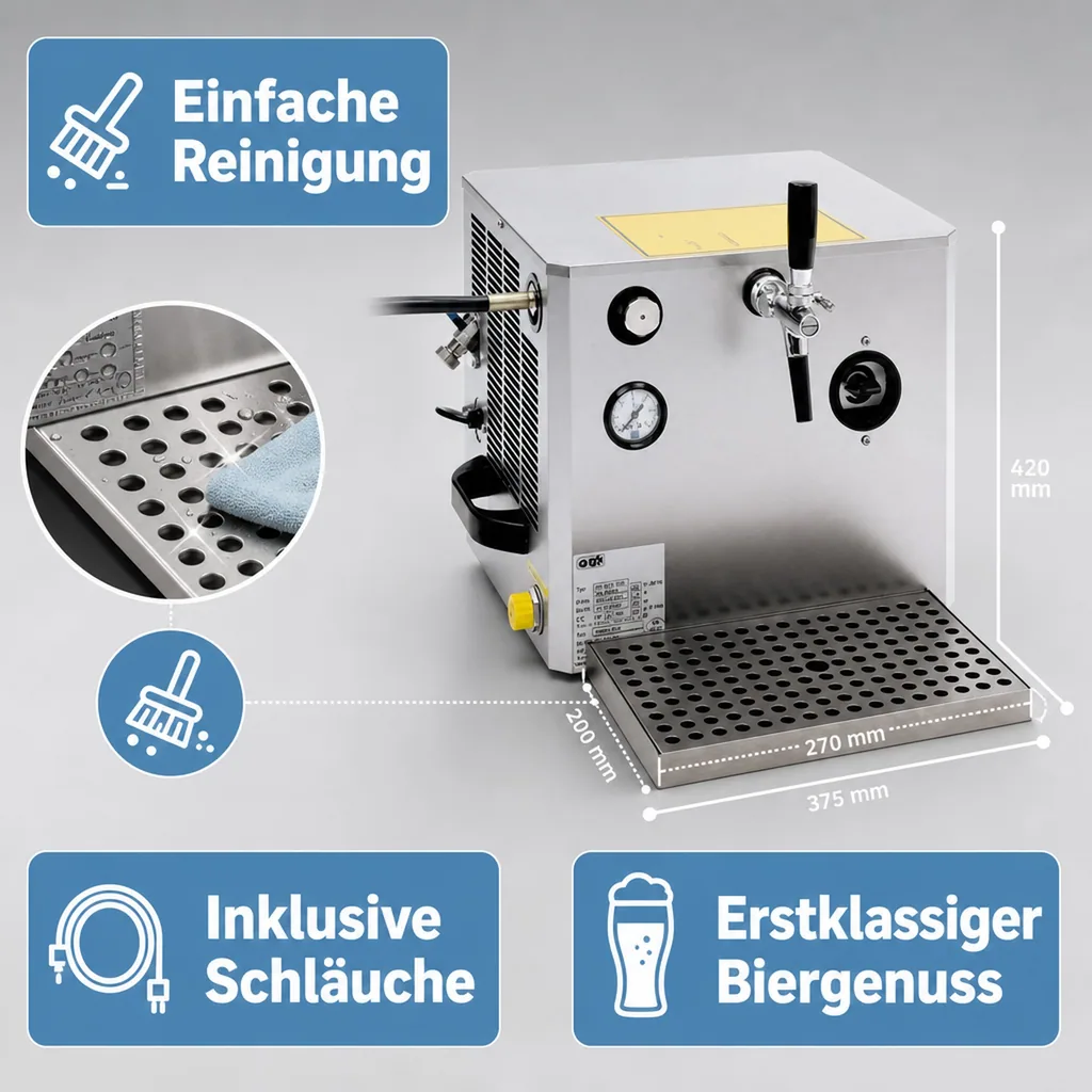 Verwendungsfertige Zapfanlage, Bierzapfanlage OTK BT 35 - 35L Trockenkühlzapfanlage für Zuhause & Gastronomie (SK-Zulassung), Leitungsdurchmesser: 7 mm