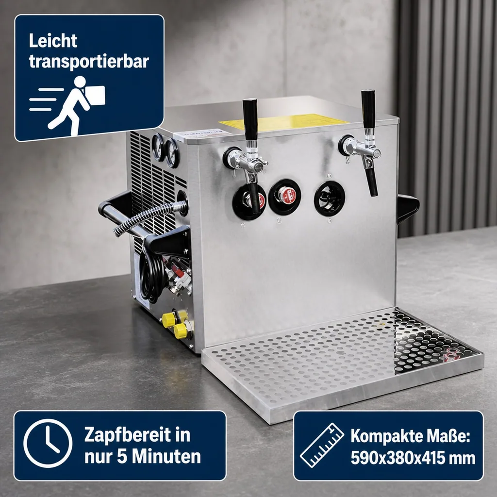 Verwendungsfertige Bier Zapfanlage, Bierzapfanlage - OTK BT 75 (75 L/h), Leitungsdurchmesser: 7 mm