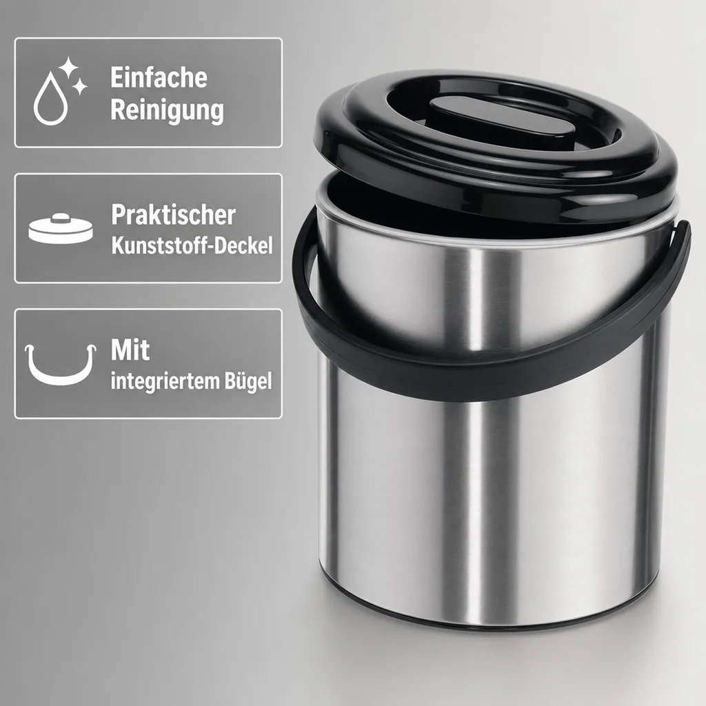 Eiswürfelbehälter Eiseimer Edelstahl 1,6L