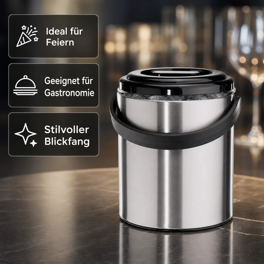 Eiswürfelbehälter Eiseimer Edelstahl 1,6L