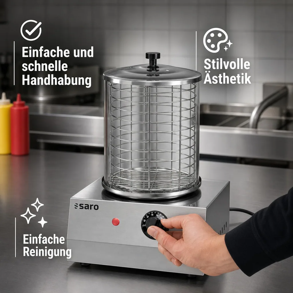 Hot Dog Maker, Bockwurstwärmer, Würstchenwärmer, Hot Dog Steamer - Modell CS-100, Multifunktionaler Edelstahl-Wärmer für perfekte Hot Dogs und mehr