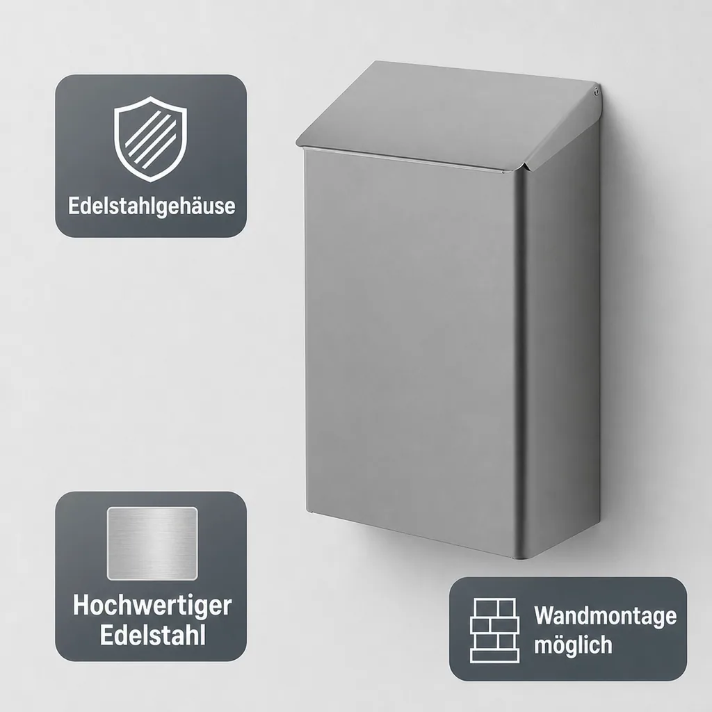 Abfallbehälter, Abfalleimer, Müllbehälter 7 Liter, Edelstahl