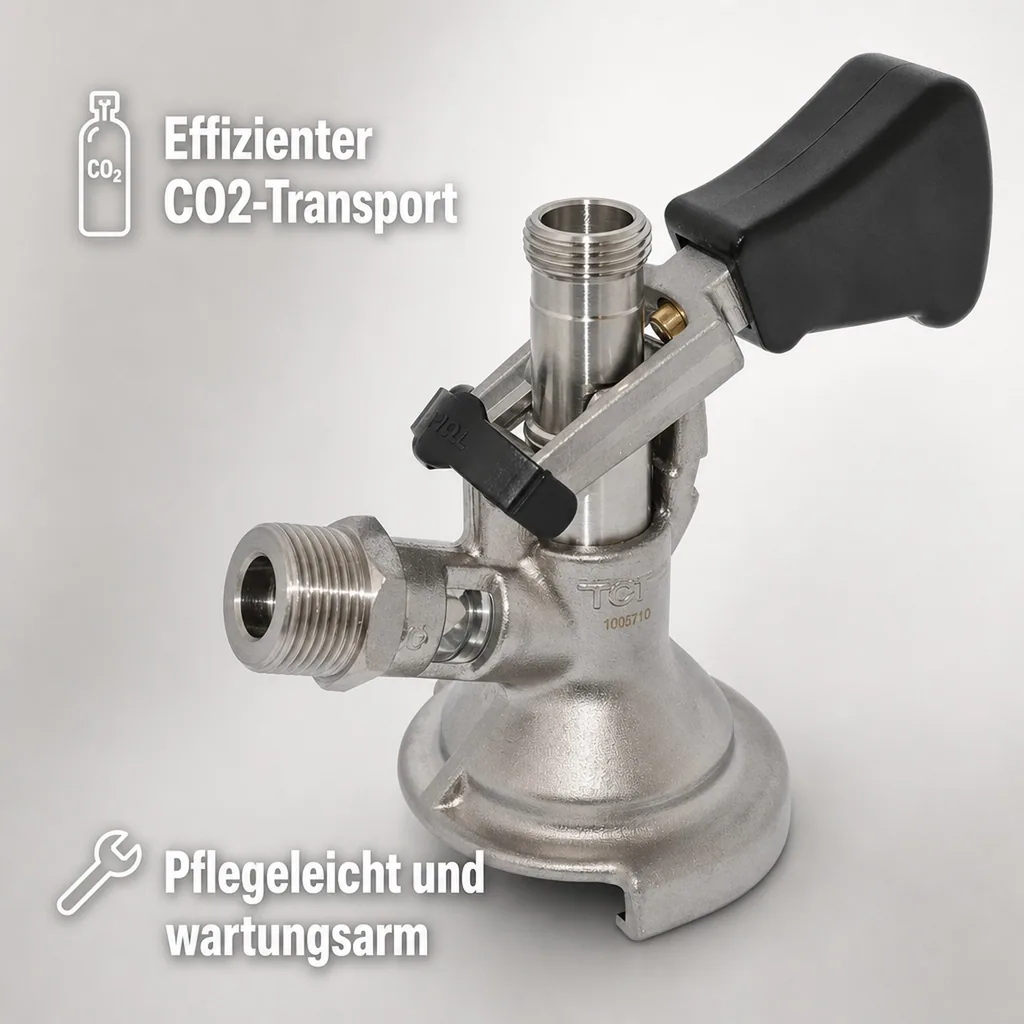 Zapfkopf - Keg Verschluss, Kombi-Fitting, oberer Ausgang (Kelleranstich)