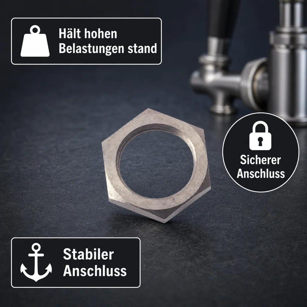Gegenmutter mit Schankhahn, 5/8 Zoll