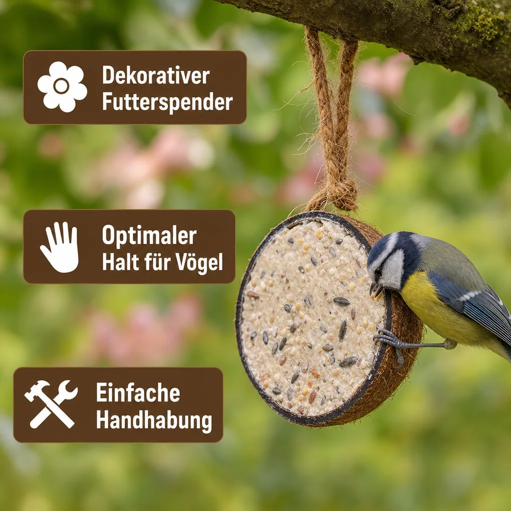 Wildvogelfutter 0.18kg Kokosnuss, Halbe Kokosnuss für Wildvögel