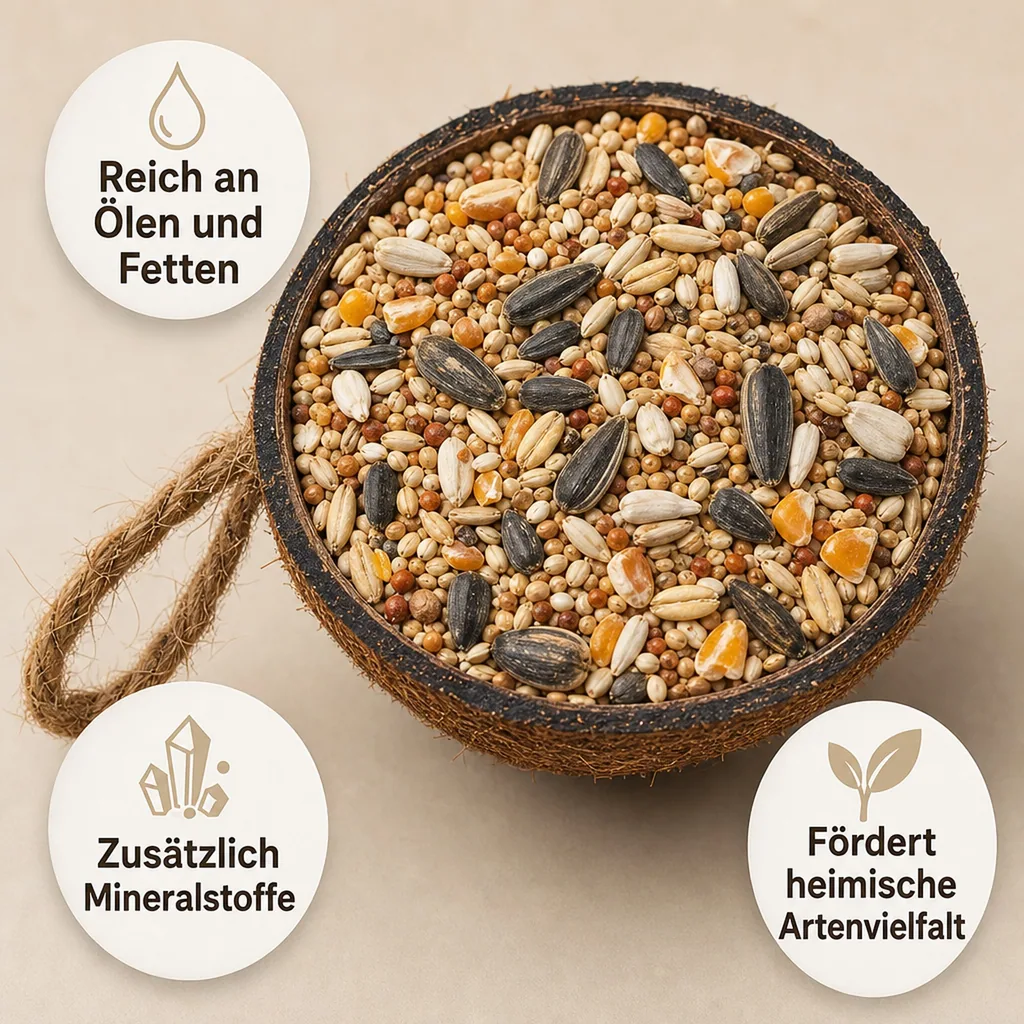 Wildvogelfutter 0.18kg Kokosnuss, Halbe Kokosnuss für Wildvögel