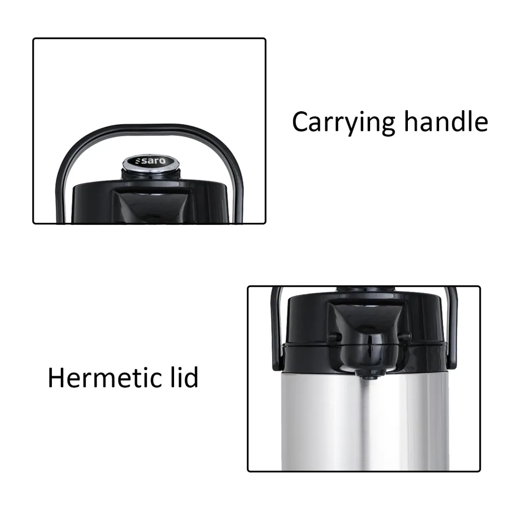 Thermoskanne, Pumpkanne - Glas-Innenleben für 24 Stunden Warm- & Kalthaltung, 2,2L