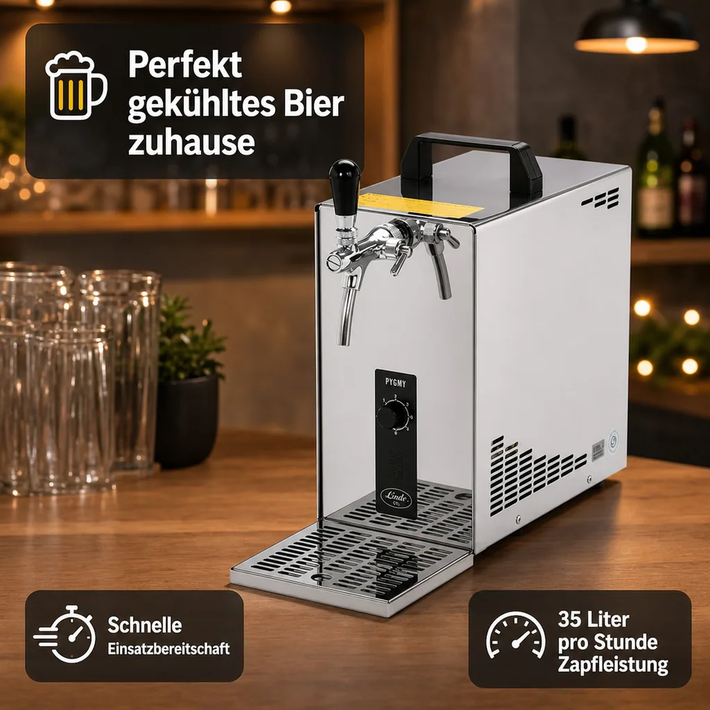 Bierzapfanlage PYGMY 25 1-Zeile, Trockenkühler, 35 l/h, 1 Zapfhahn, Edelstahl