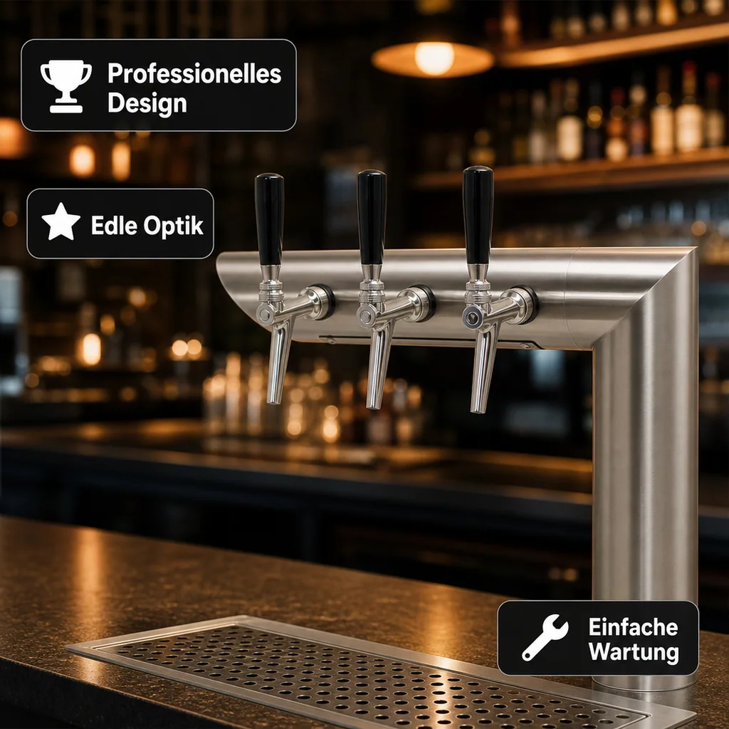 Schanksäule, Bierzapfsäule - CNS matt-geschliffen, 3-leitig