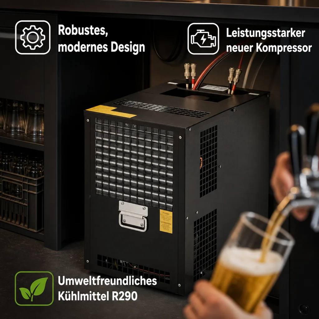 Zapfanlage, Bierzapfanlage AS-80, 2-leitig, Durchlaufkühler, Nasskühler - Untertheke, Green Line