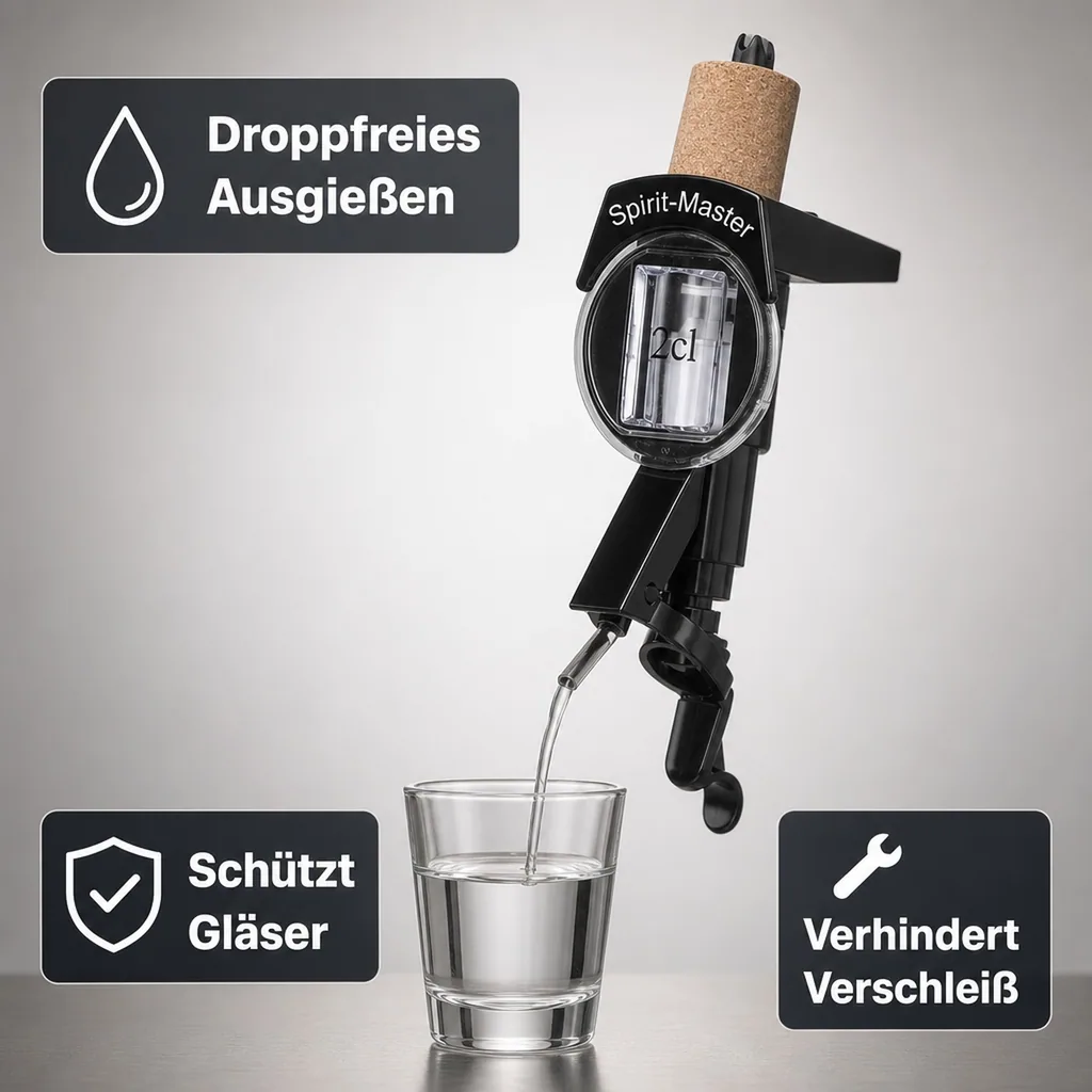 SPIRIT MASTER Portionierer, Spirituosen Dosierer - 2 cl für 3 bis 4.5 Liter Flaschen, Anisfest