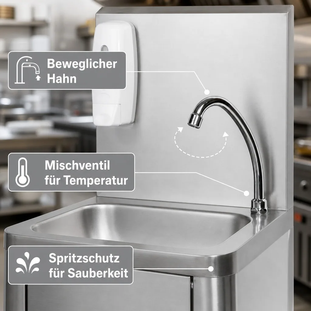 Ausgussbecken, Waschbecken - Edelstahl, Gastro, 400 x 340 x 595 mm