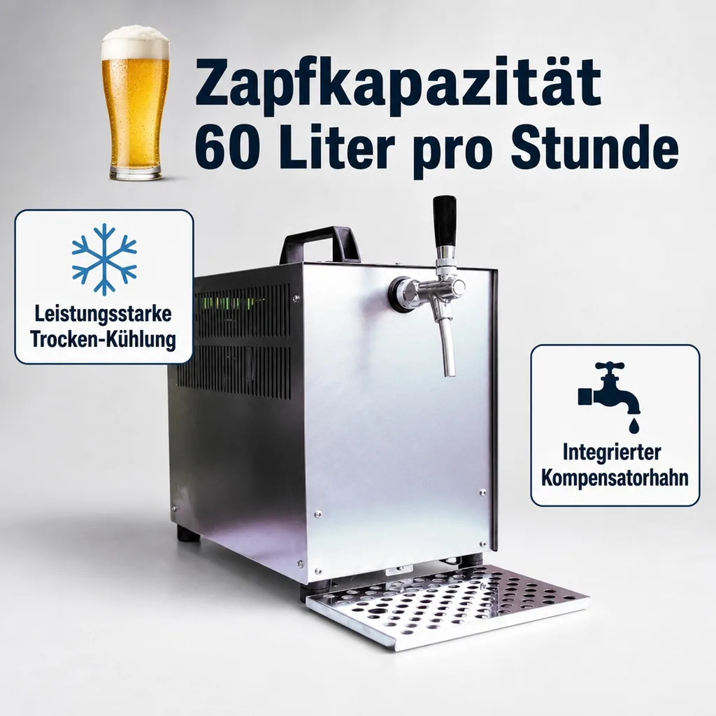 Zapfanlage, Bierzapfanlage - Bierkoffer 60 Liter/Std. - mit Kompensatorhahn