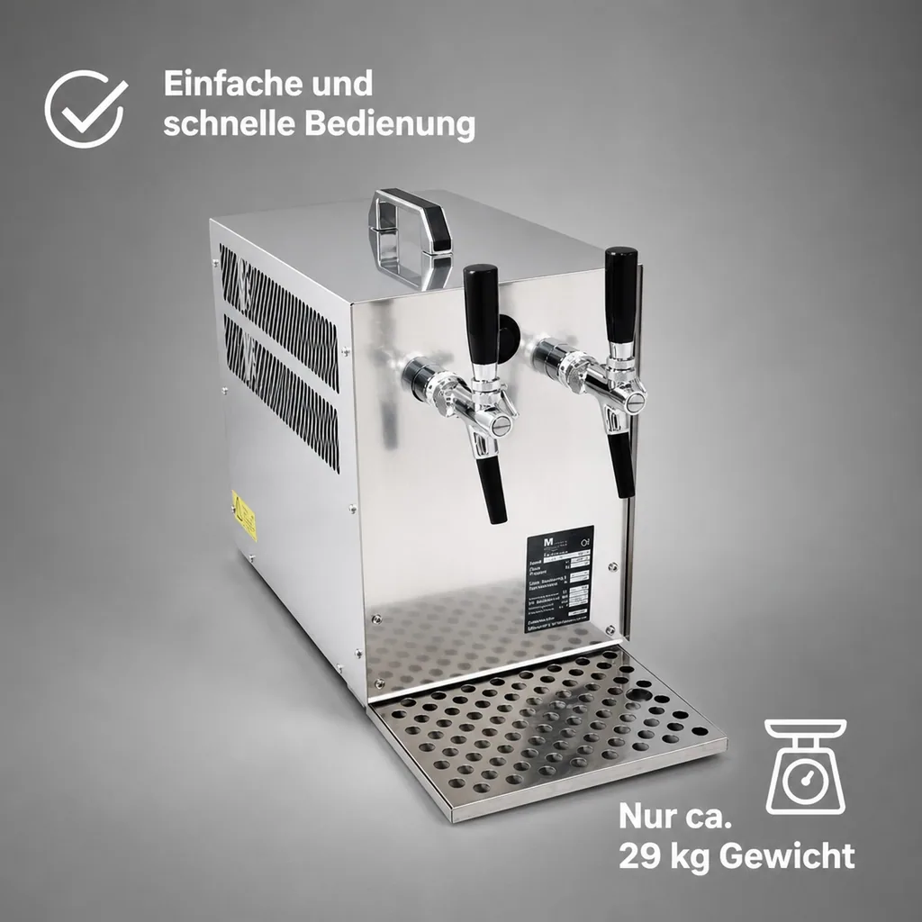 Zapfanlage, Bierzapfanlage - Bierkoffer, 2-ltg. 60 Liter/h, inkl. 2 Kompensatorhähnen