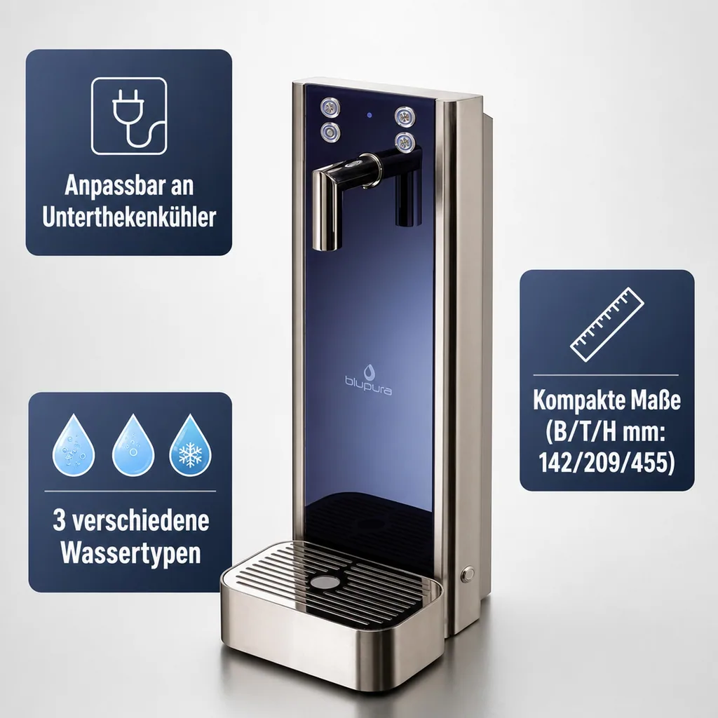 Wassersprudler, Wasserspender, Trinkwassersprudler - Bluglass one tower 3W, Auftisch