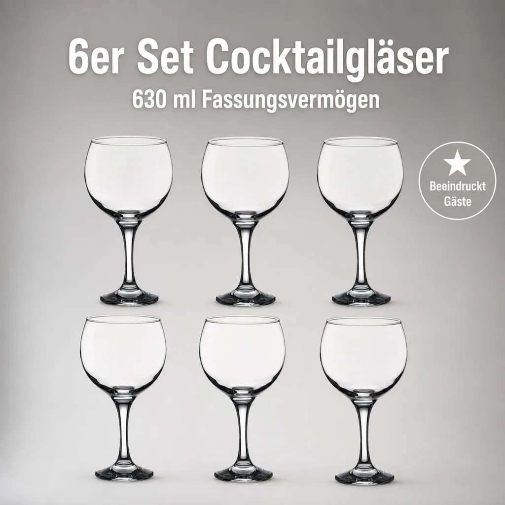 Cocktailgläser, Trinkgläser 6er-Set - Cubata, 630 ml - elegantes Design, spülmaschinenfest, ideal für Cocktails