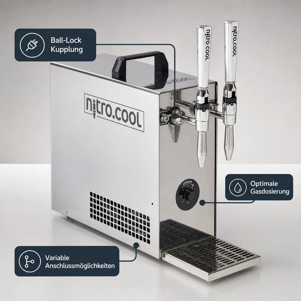 Zapfanlage für Cold Brew Kaffee Nitro Coffee, 2 leitig