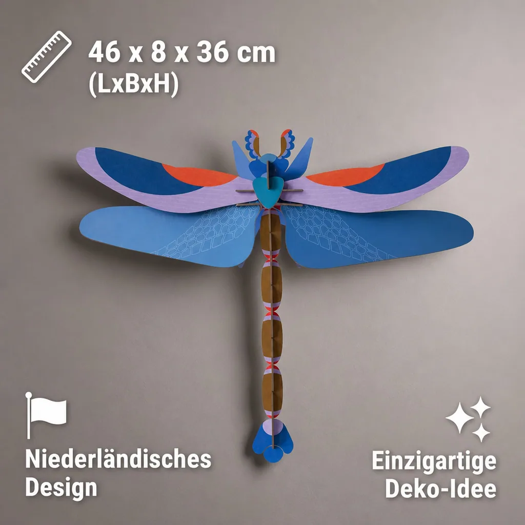 studio ROOF 3D Libelle blau Pappe