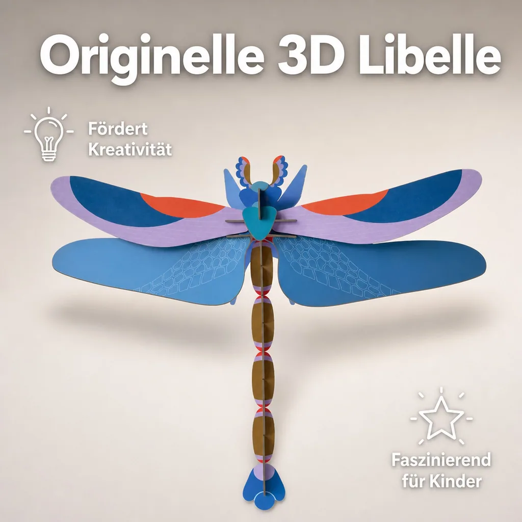 studio ROOF 3D Libelle blau Pappe