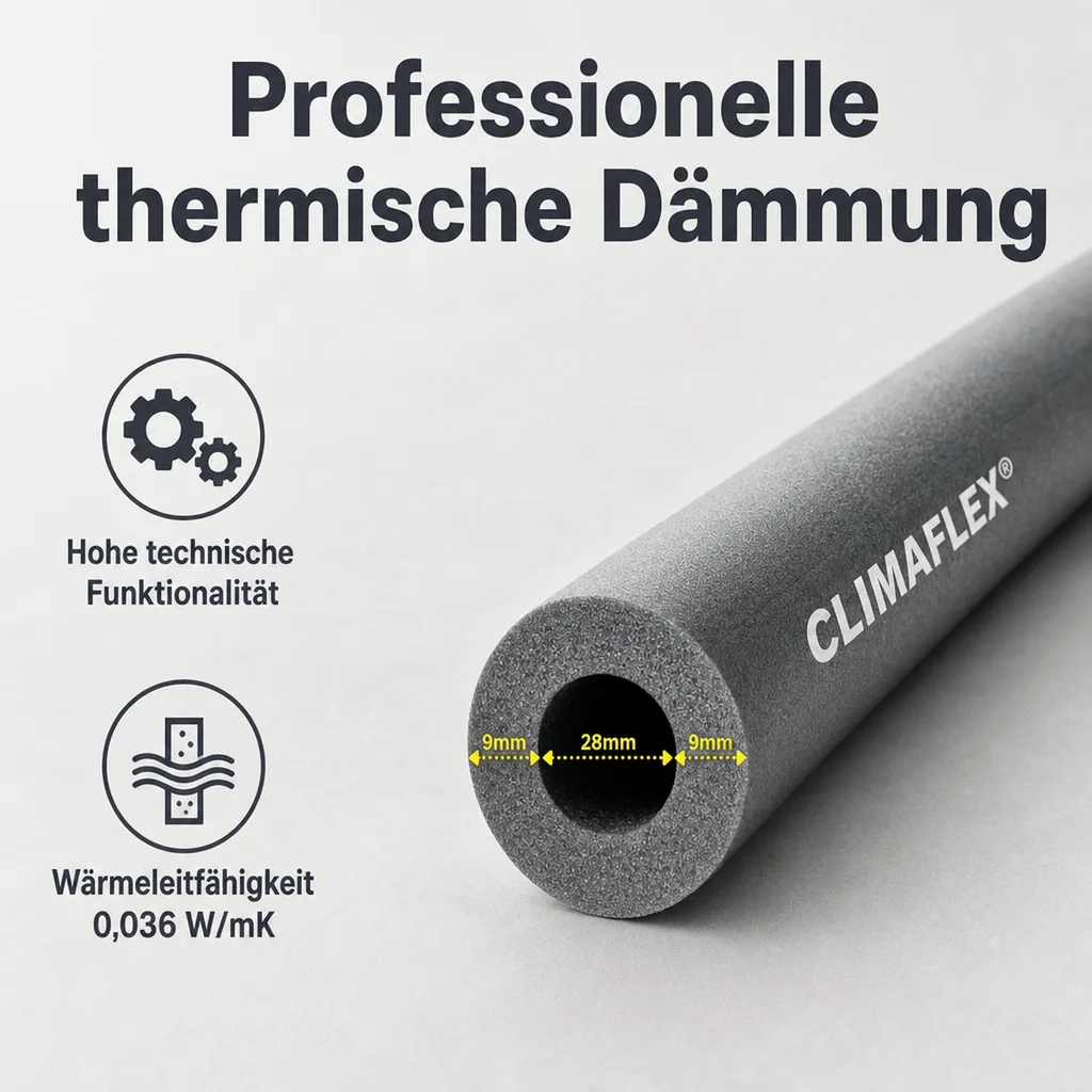 CLIMAFLEX® 2m Isolierschlauch Ø 28 mm x 9 mm Dämmung