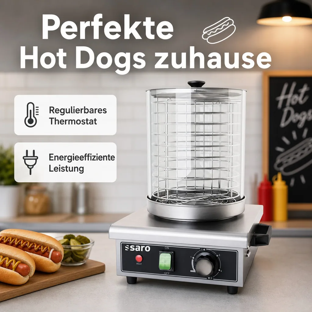 Hot Dog Maker, Bockwurstwärmer, Würstchenwärmer - Modell HW 1, Edelstahl