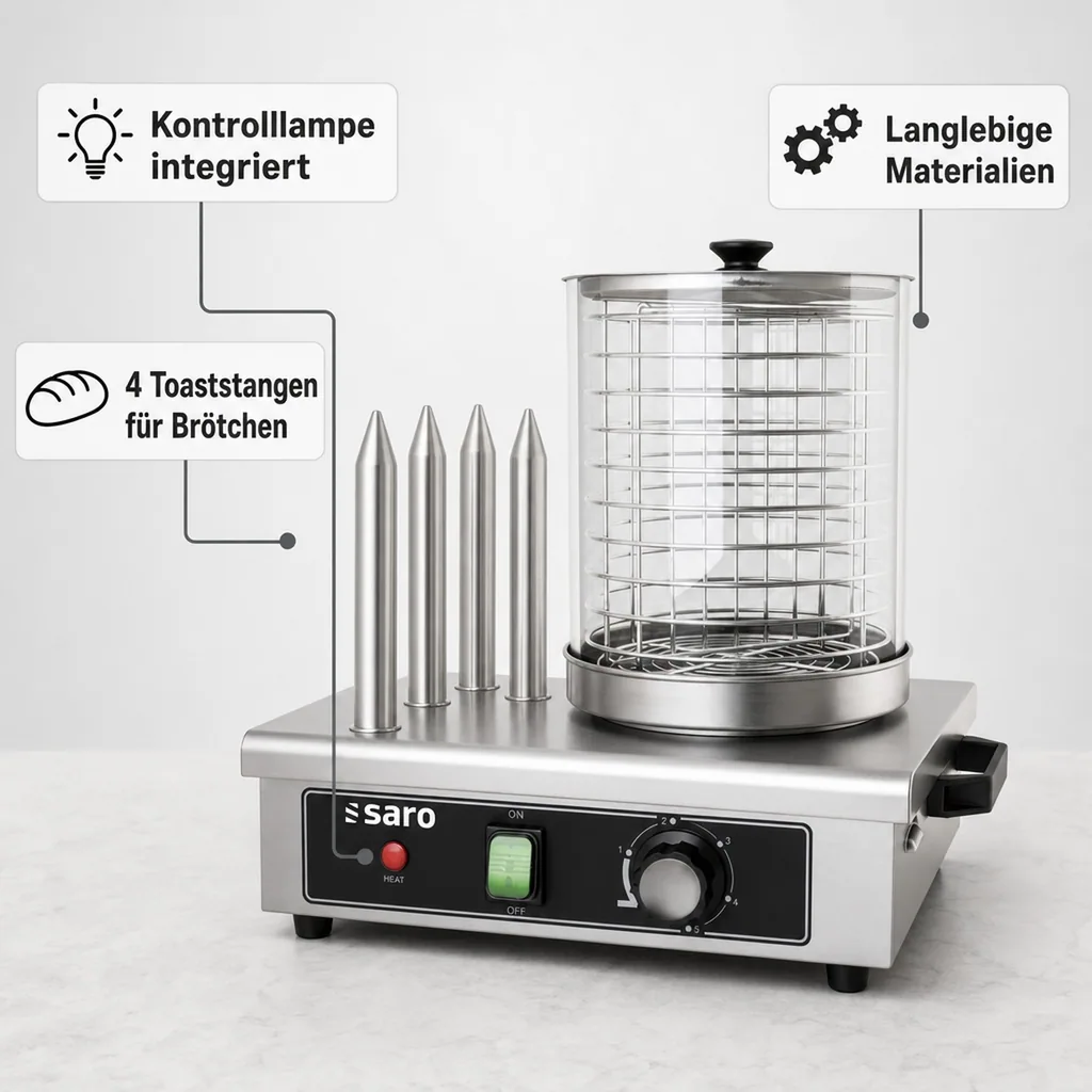 Hot Dog Maker, Bockwurstwärmer, Würstchenwärmer - Modell HW 1, Edelstahl