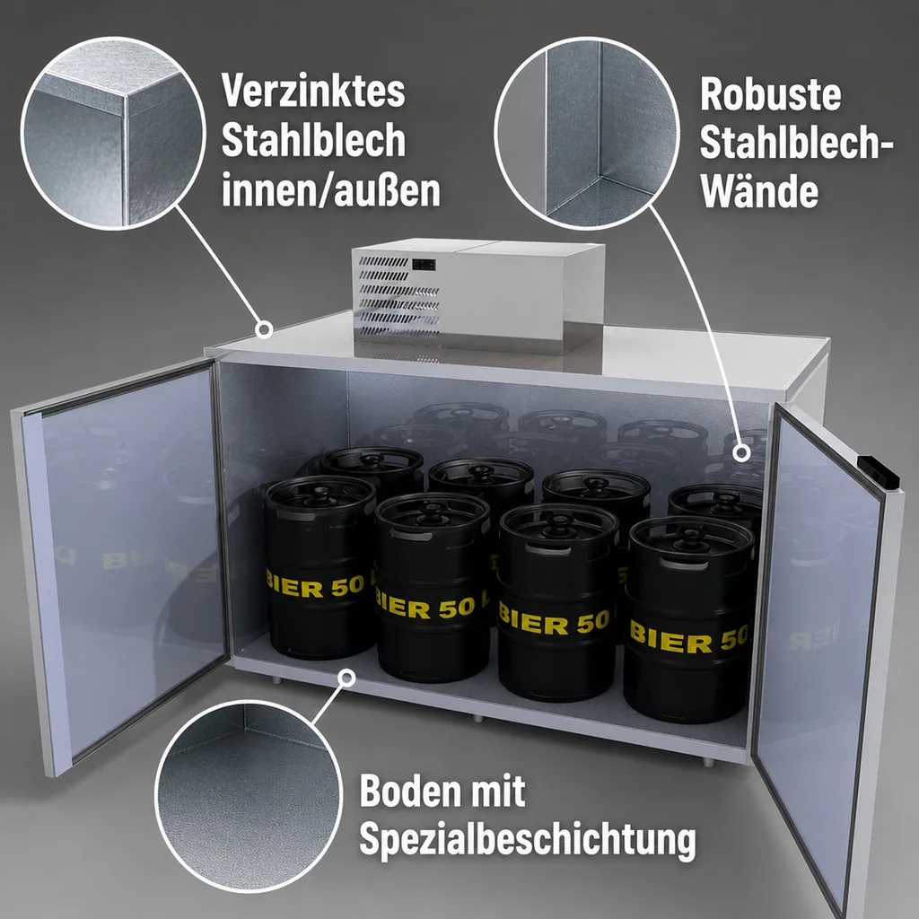 Fasskühler, Fassvorkühler für 8 KEG Fässer, verzinktes Stahlblech