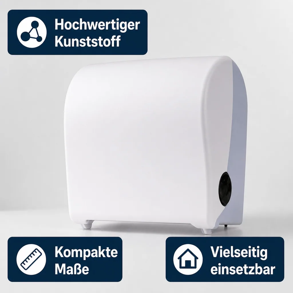 Papierhandtuchspender, Papierhandtuchhalter, Handtuchrollenspender - PQSAutK, Mini, Kunststoff, Weiß