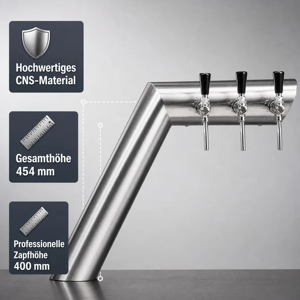 Bierzapfsäule, Schanksäule bier - CNS matt-geschliffen, mit Revisionsklappe unten